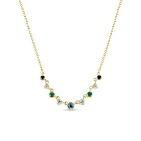 14k Linked Graduated Blue Ombre Gemstone Necklace