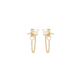 14k Pearl Chain Huggie Earrings