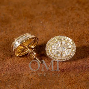 14K YELLOW GOLD UNISEX DIAMOND EARRINGS 1.29 CTW