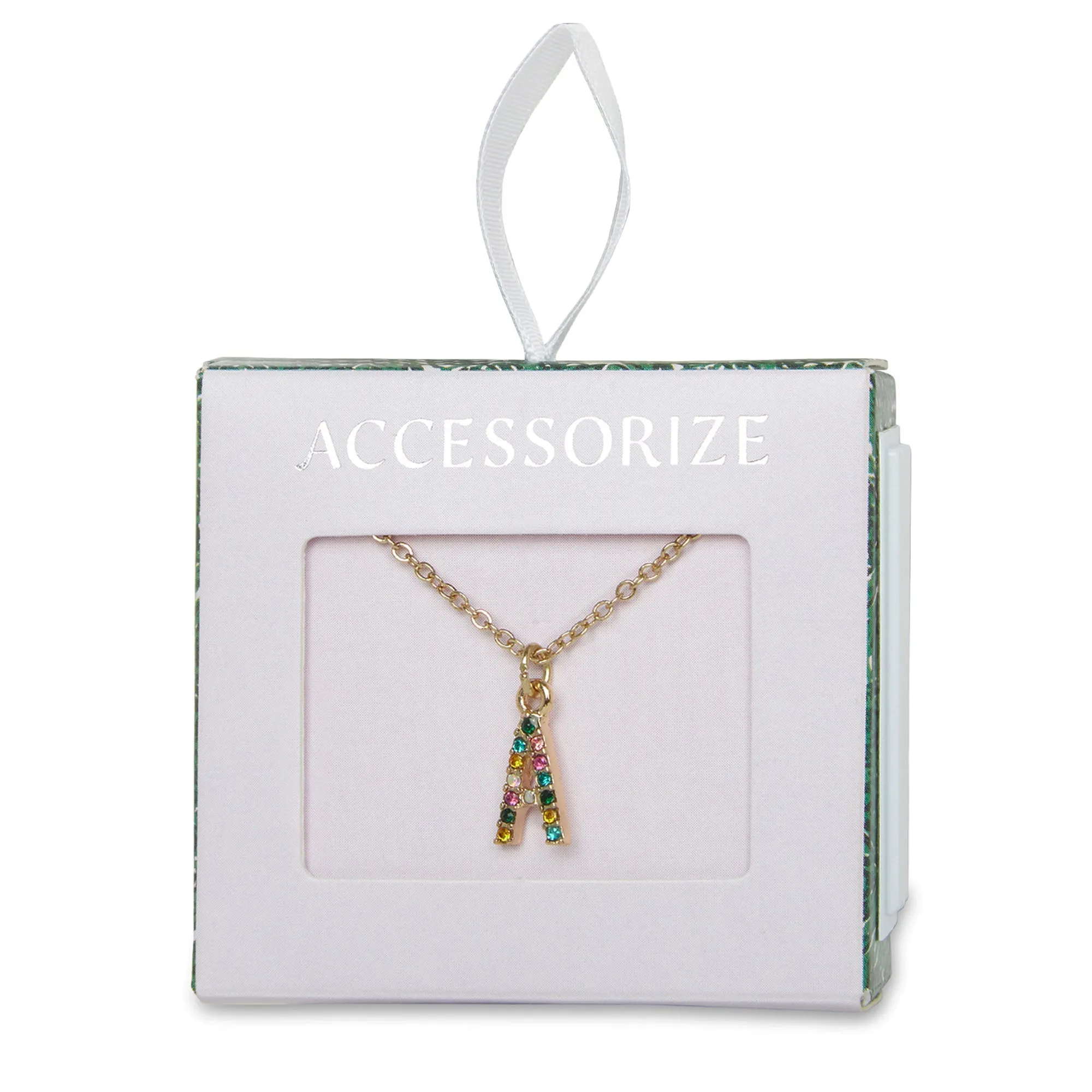 Accessorize London Women's Crystal (A) Initial Necklace Multi