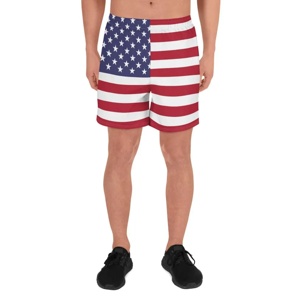 American Flag Soccer Shorts For Men / American Flag Color Print / Recycled Polyester