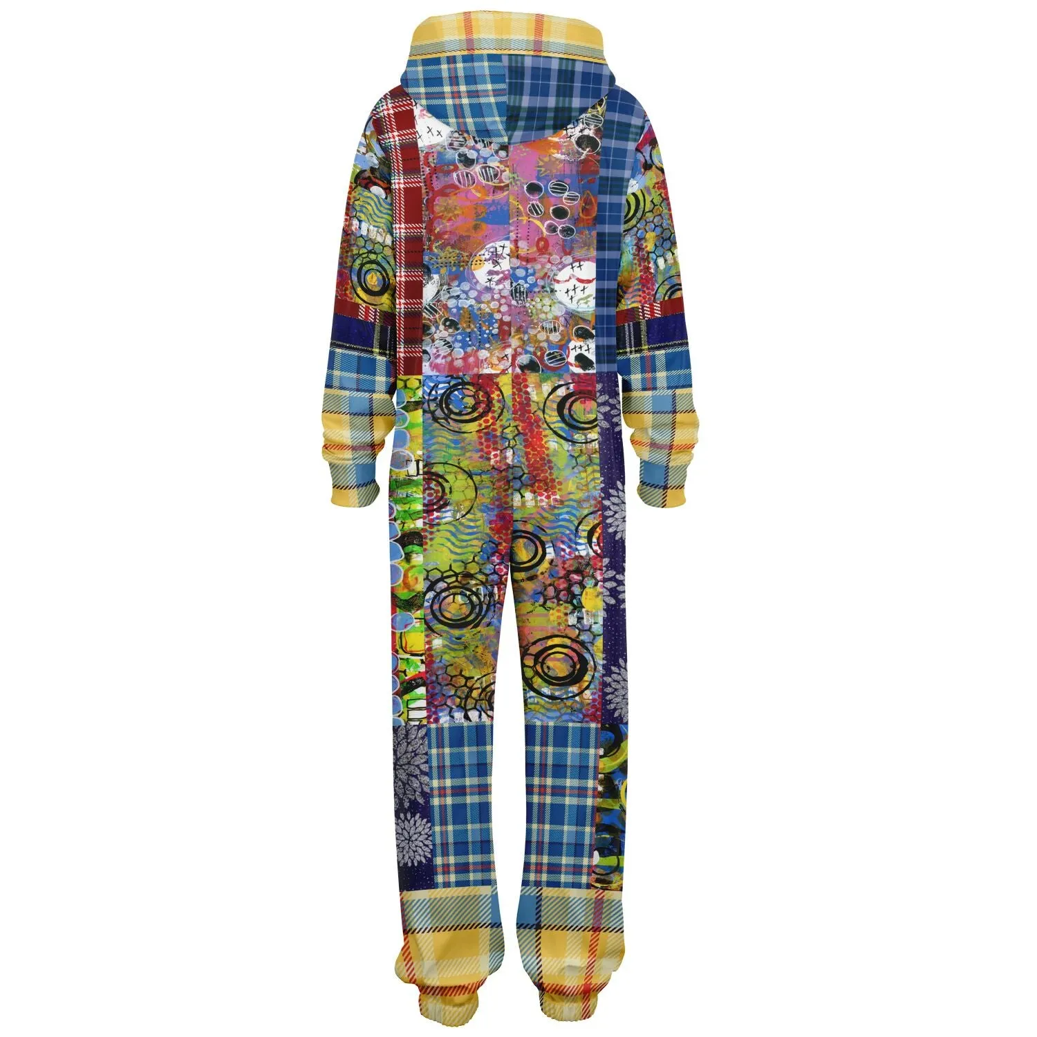 Barcelona Plaid Geometric Patchwork Fleece Unisex Romper