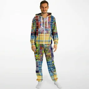 Barcelona Plaid Geometric Patchwork Fleece Unisex Romper