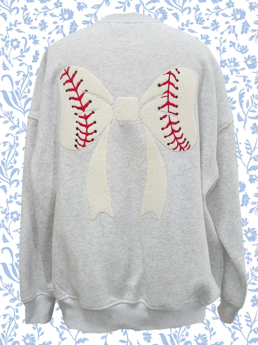 Baseball Bows Embroider Sweatshirt