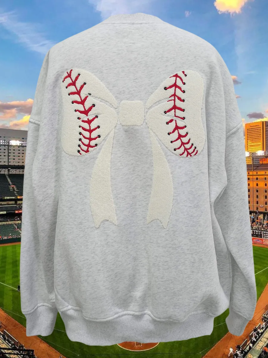 Baseball Bows Embroider Sweatshirt