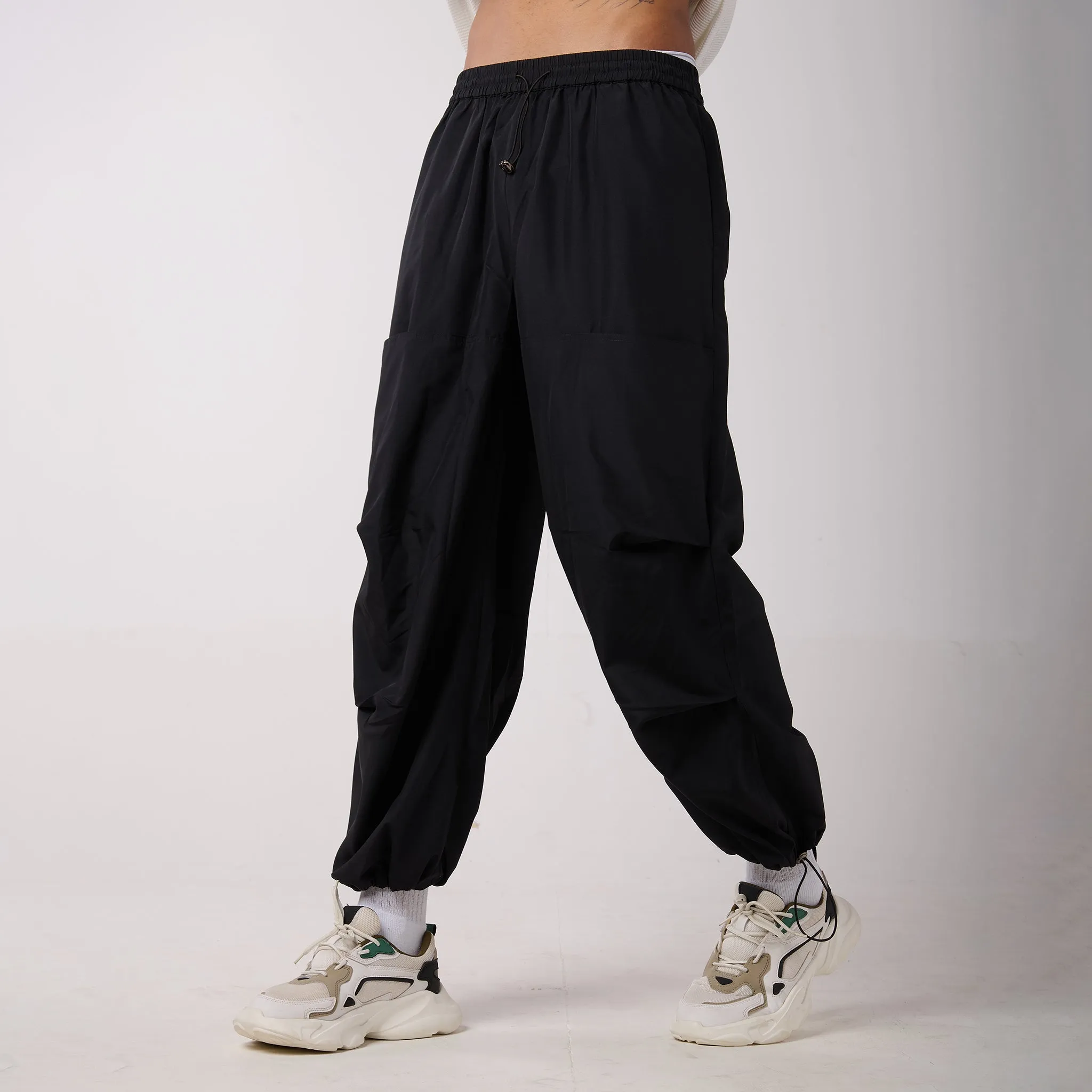 Black Air Parachute Pants For Men