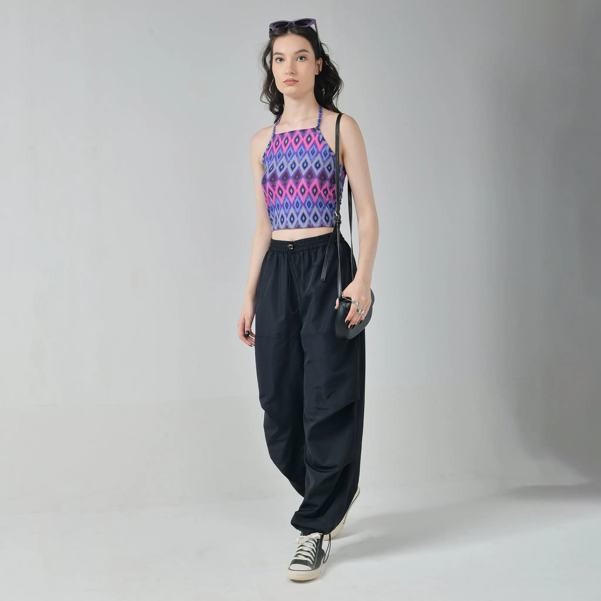 Black Air Parachute Pants for Women