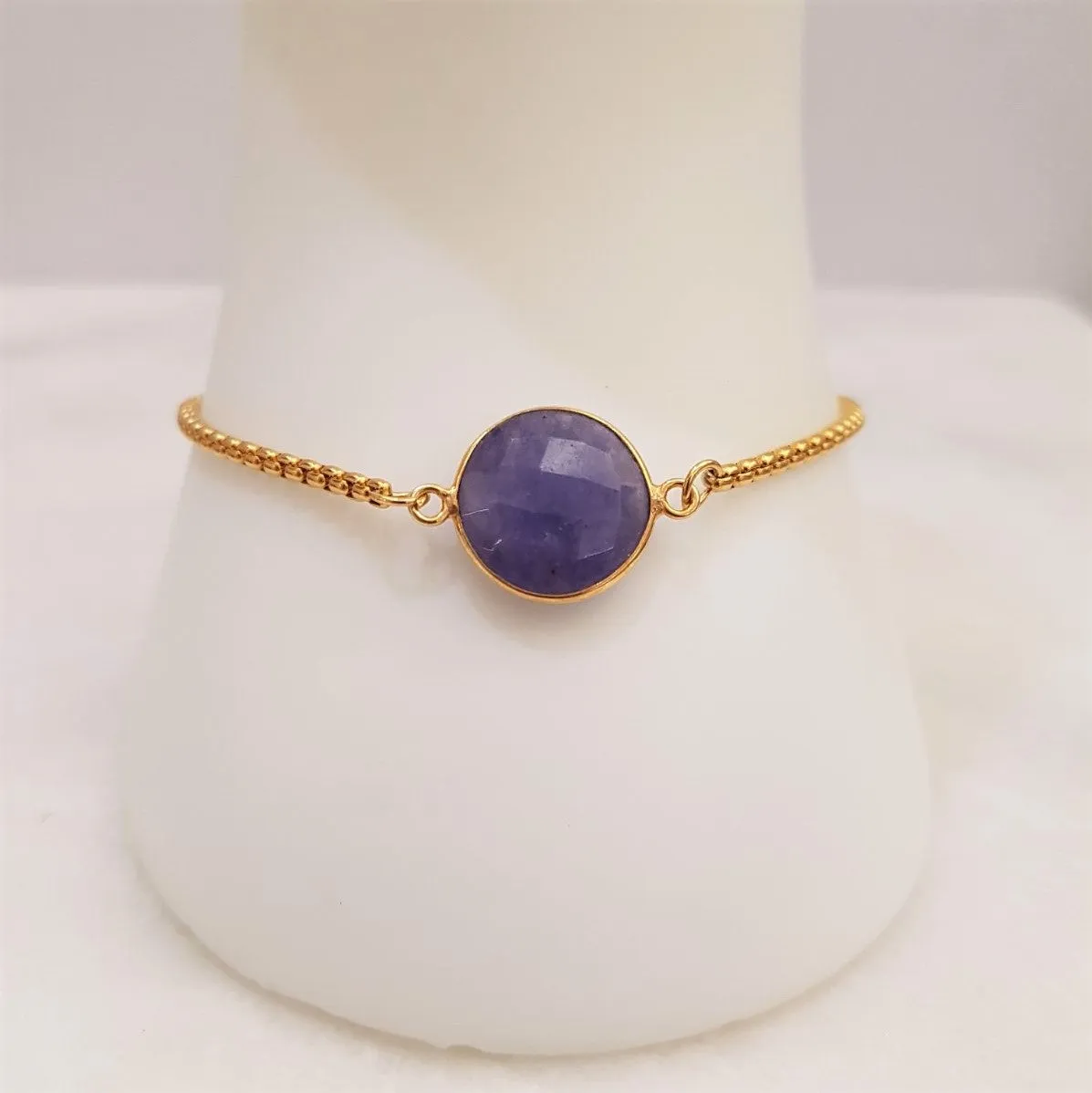 Blue Sapphire Jeweled Slider Bracelet