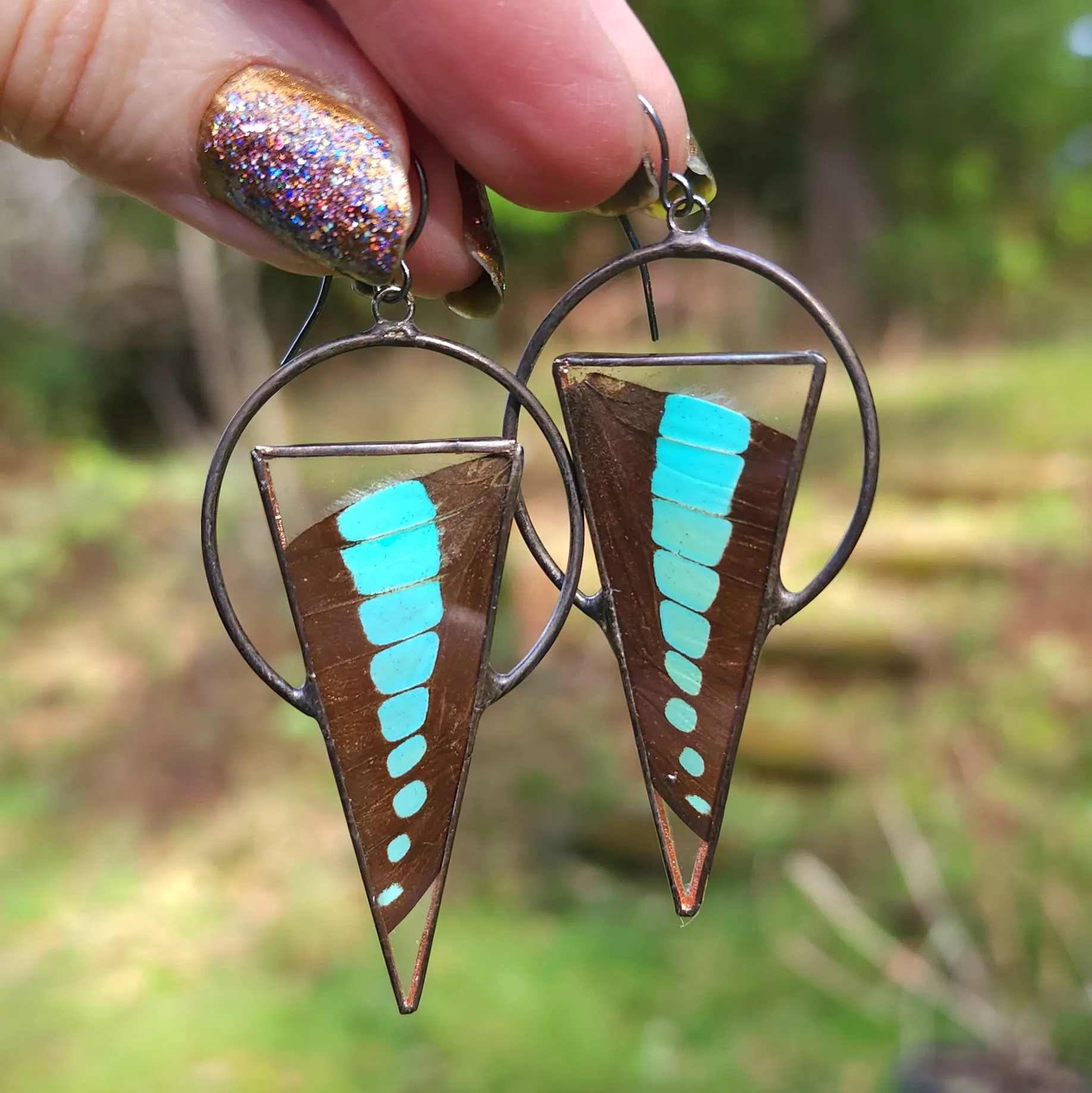 Bluebottle Butterfly Orbit Earrings