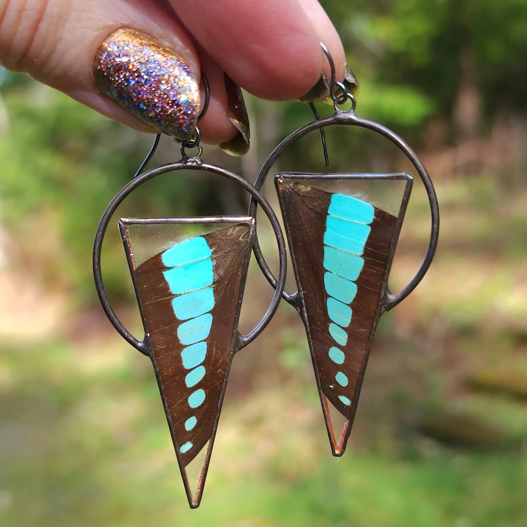 Bluebottle Butterfly Orbit Earrings