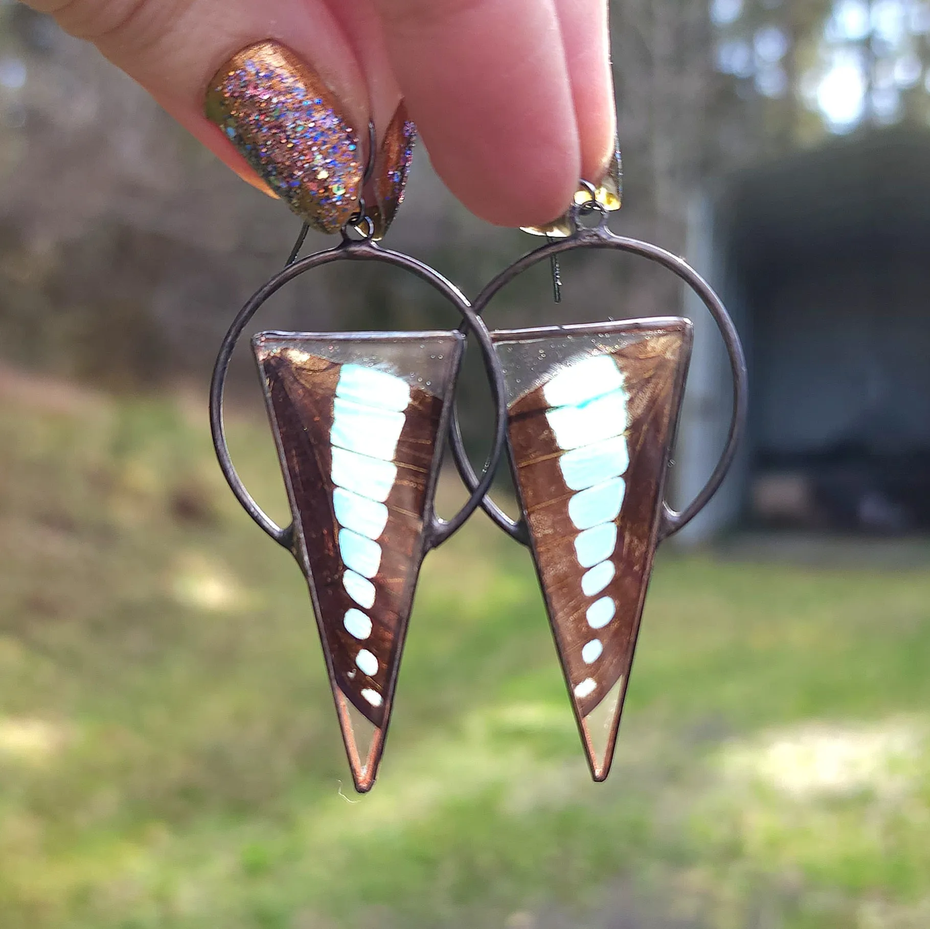 Bluebottle Butterfly Orbit Earrings