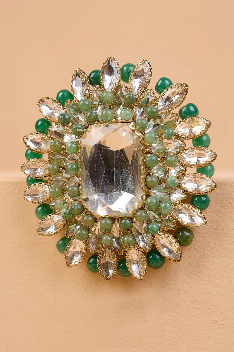 Centre Crystal Brooch with Pearl Detail