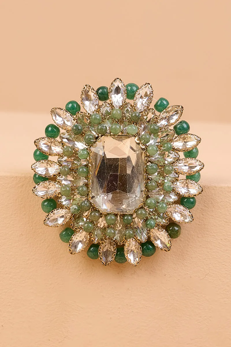 Centre Crystal Brooch with Pearl Detail