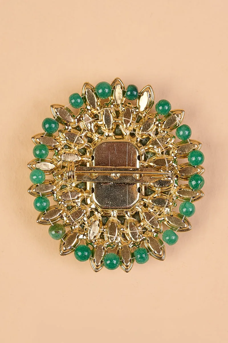 Centre Crystal Brooch with Pearl Detail