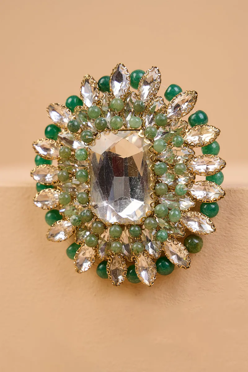 Centre Crystal Brooch with Pearl Detail