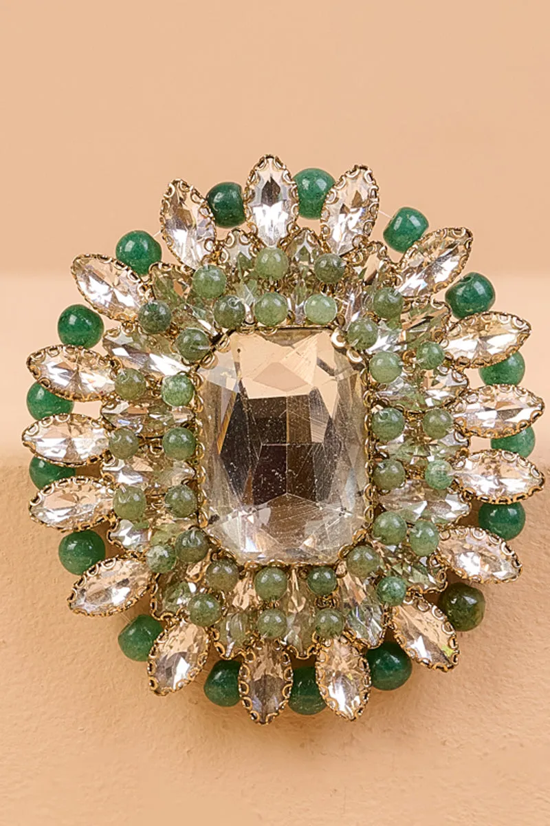 Centre Crystal Brooch with Pearl Detail