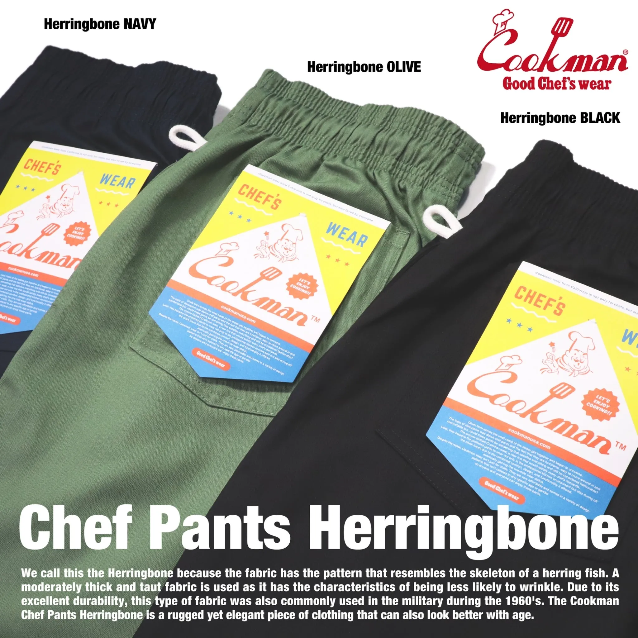 Cookman Chef Pants - Herringbone : Black