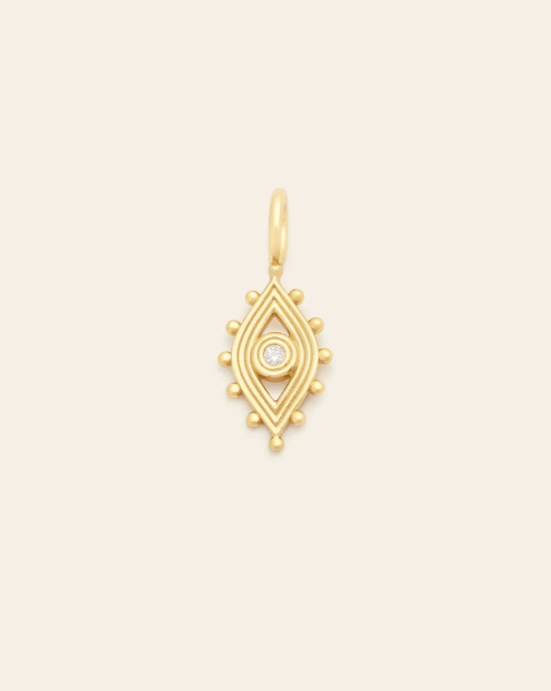 Crystal Beaded Evil Eye Pendant - Gold Vermeil