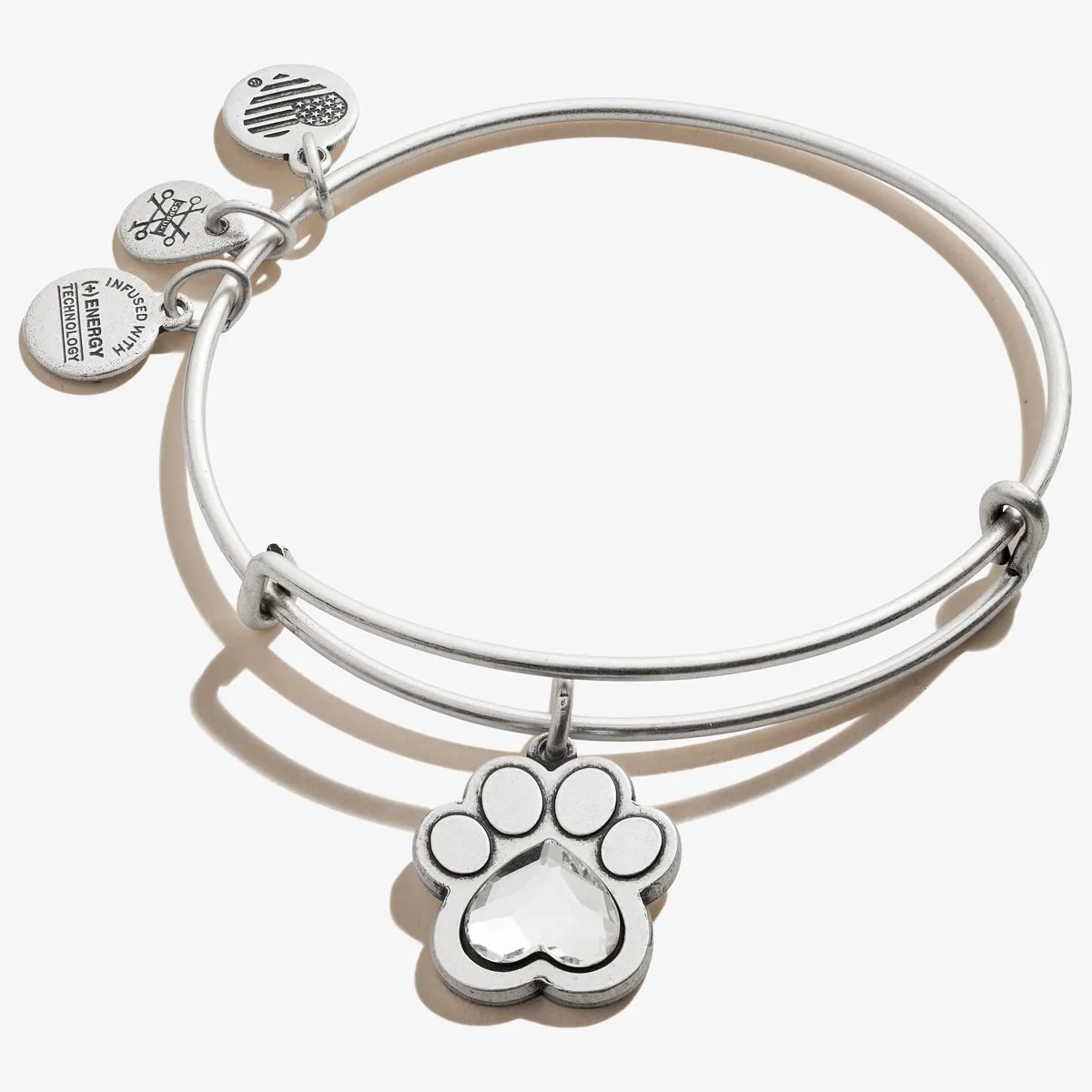 Crystal Paw Prints of Love Charm Bangle