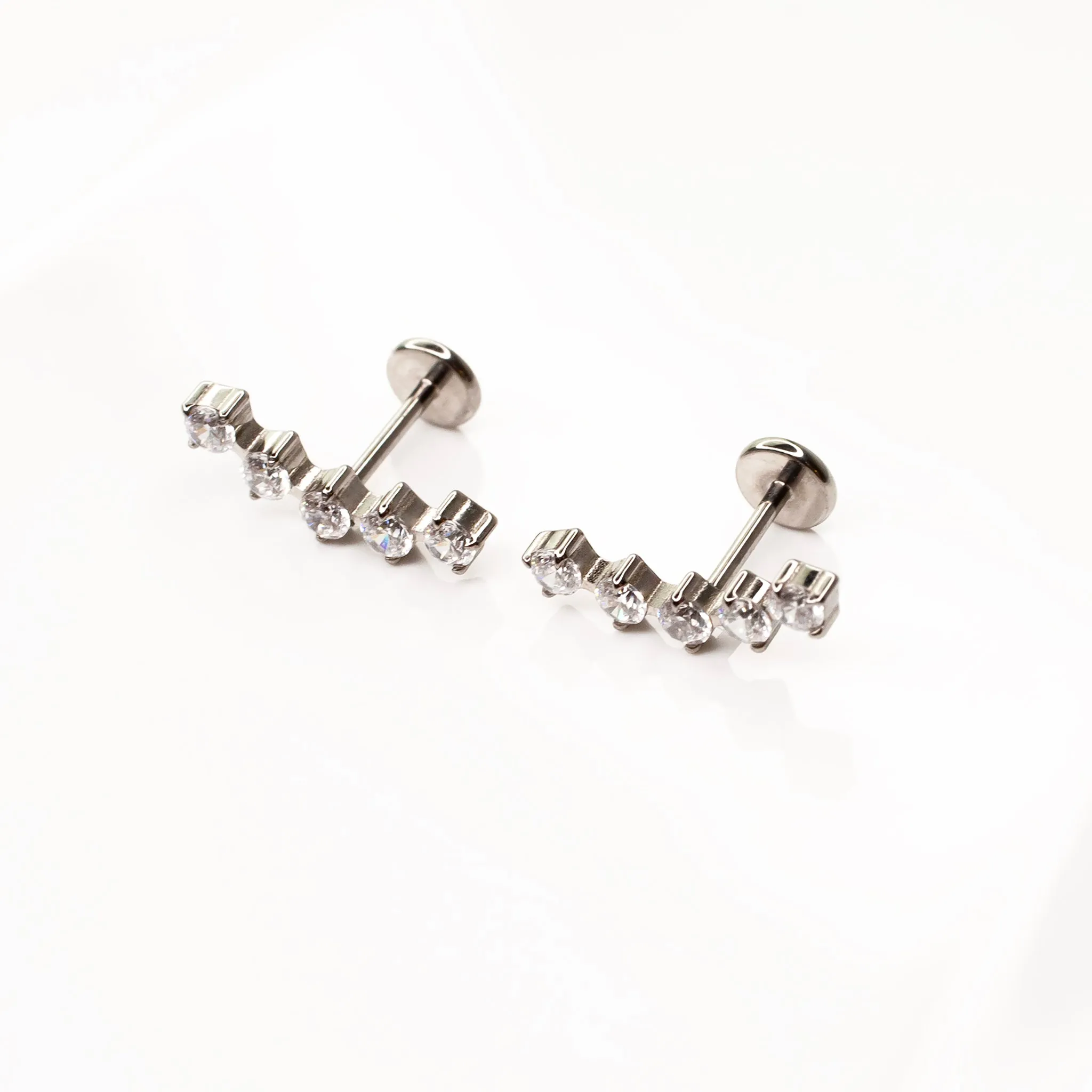 Curved Crystal Row Flat Back Sleeper Earrings