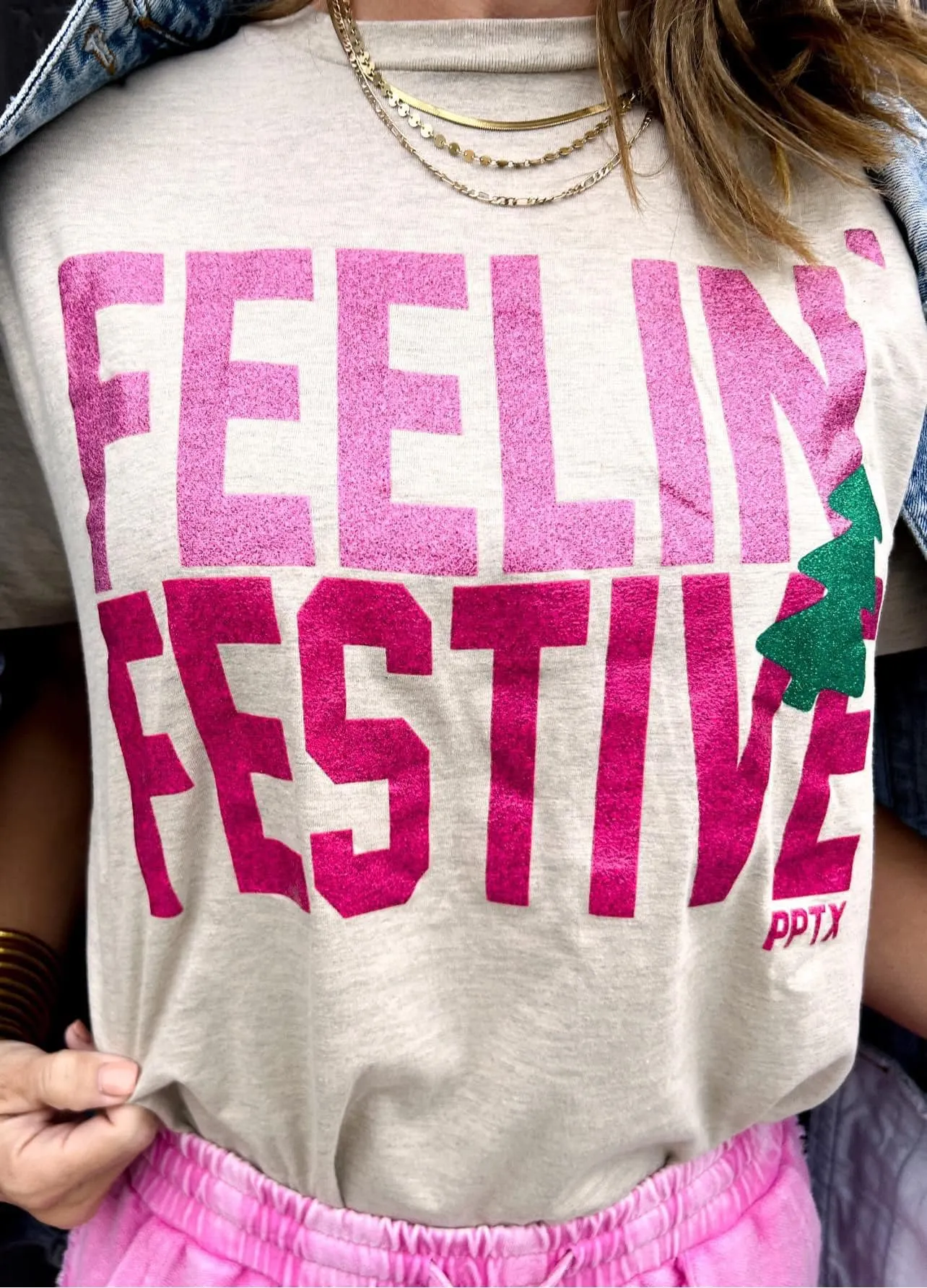 Feelin' Festive Glitter Graphic Tee