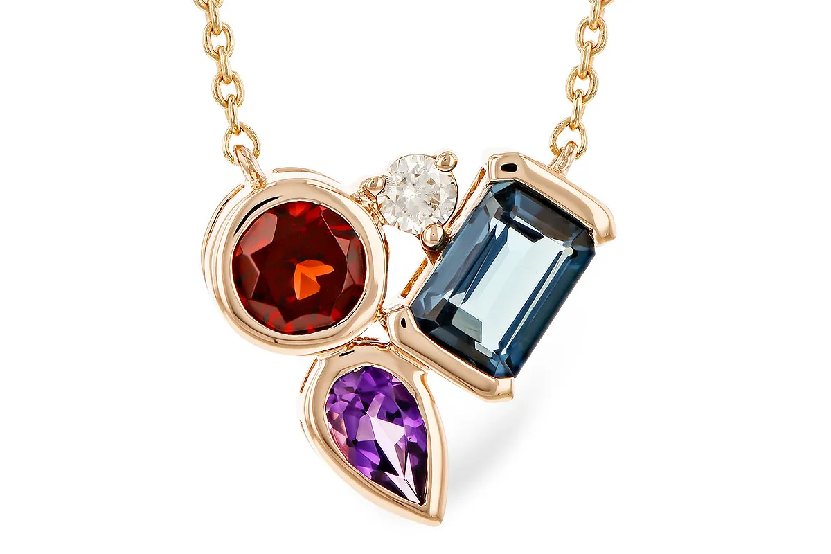 Garnet, Amethyst and Blue Topaz Necklace