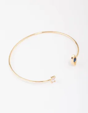 Gold Plated Evil Eye Cubic Zirconia Wrist Cuff