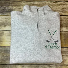 Golf Coach Personalized Quarter Zip Pullover Sweatshirt