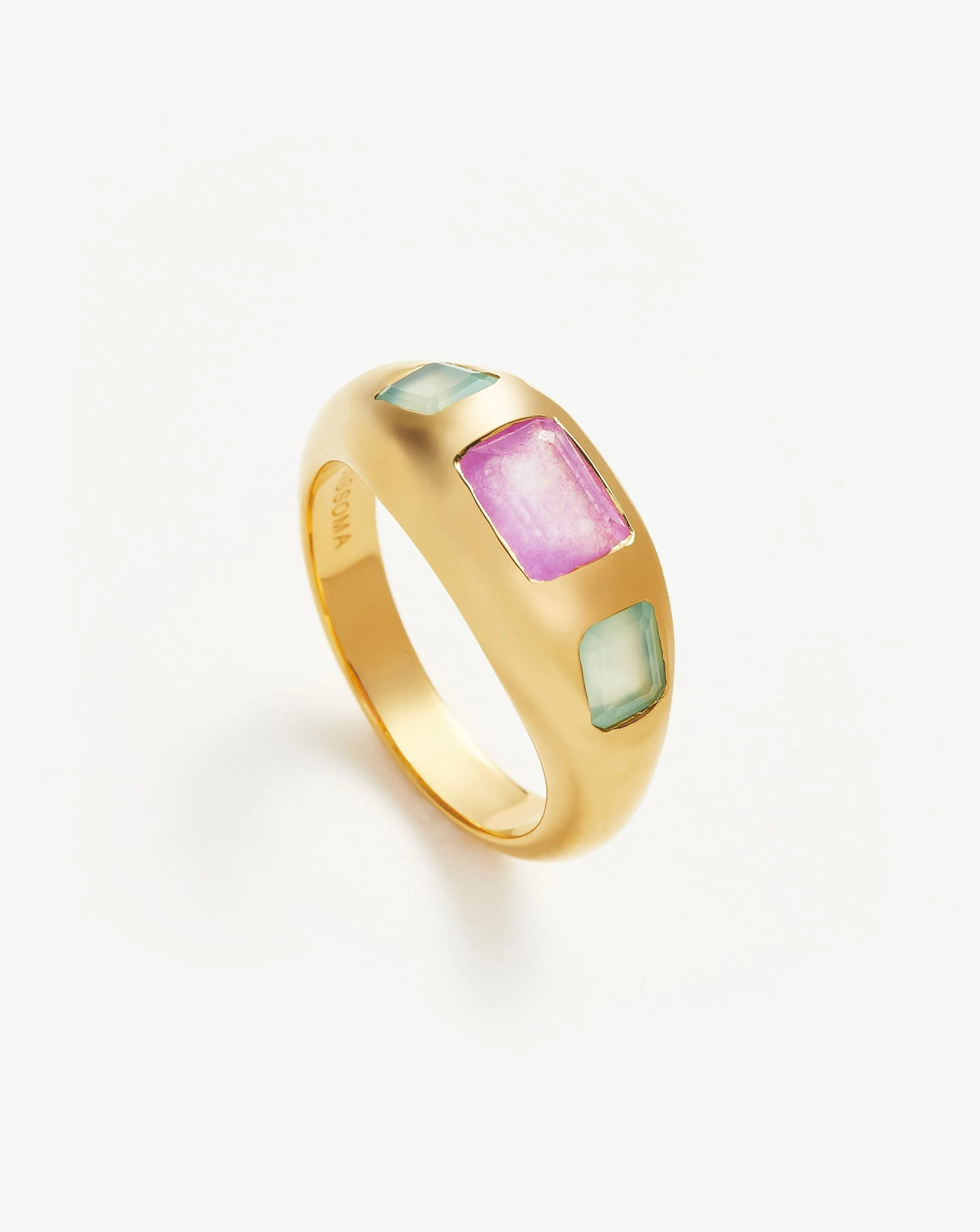 Good Vibes Triple Gemstone Statement Ring | 18ct Gold Plated/Purple Quartz & Aqua Chalcedony