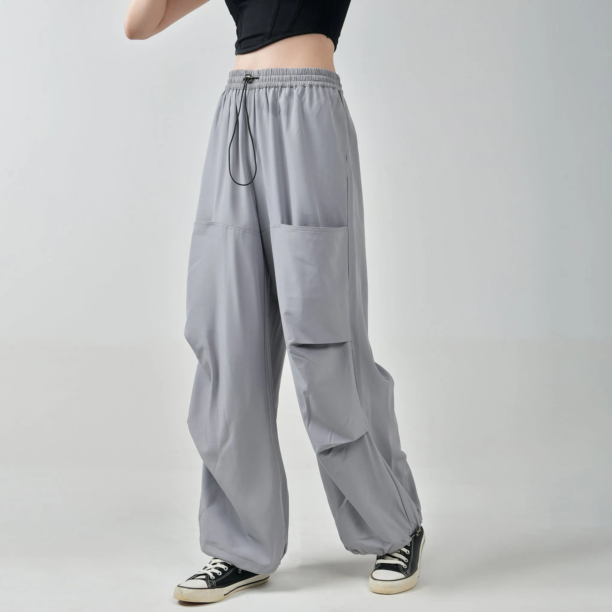 Grey Air Parachute Pants for Women