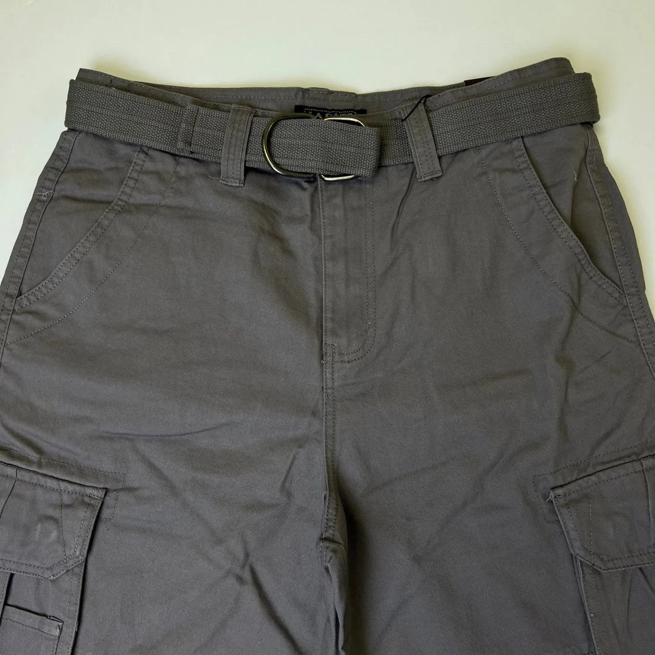 Grey Military Cargo Shorts with Pockets