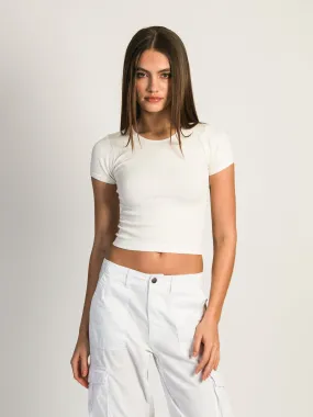 HARLOW RIBBED SEAMLESS TEE - WHITE