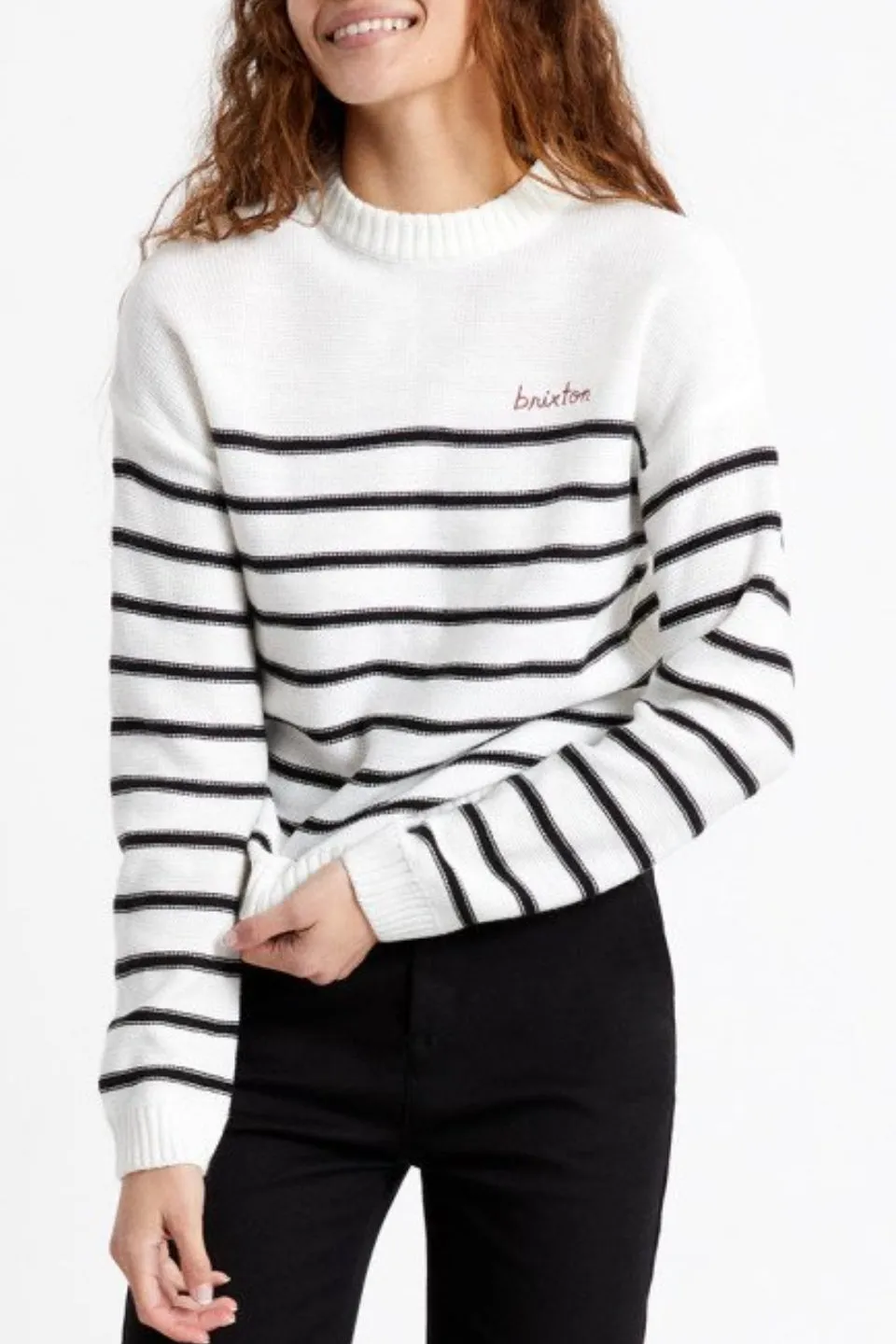 Hilt White Black Stripe LS Knit Top