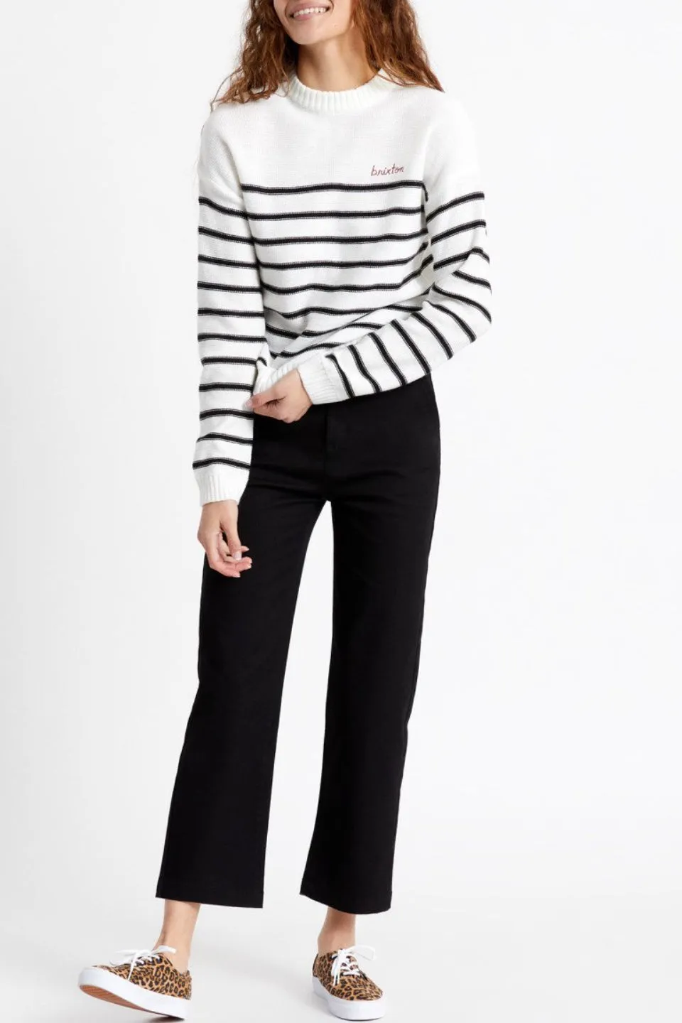 Hilt White Black Stripe LS Knit Top