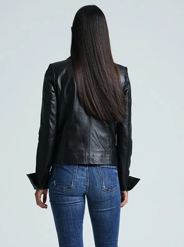 HUDSON LEATHER BLAZER - BLACK