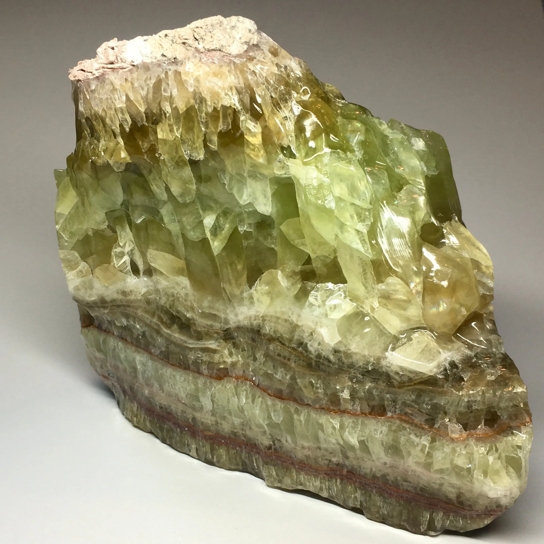 Large Raw Green Banded Calcite Crystal