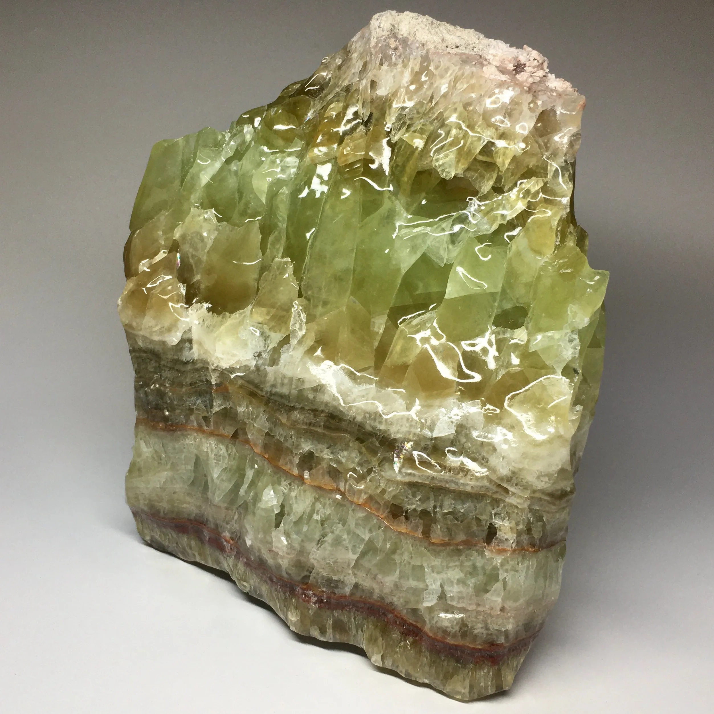 Large Raw Green Banded Calcite Crystal