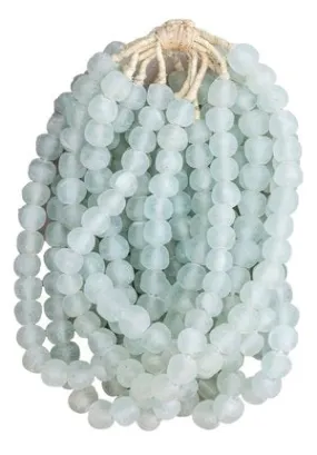 Large Recycled Glass Beads Strand | Clear Aqua