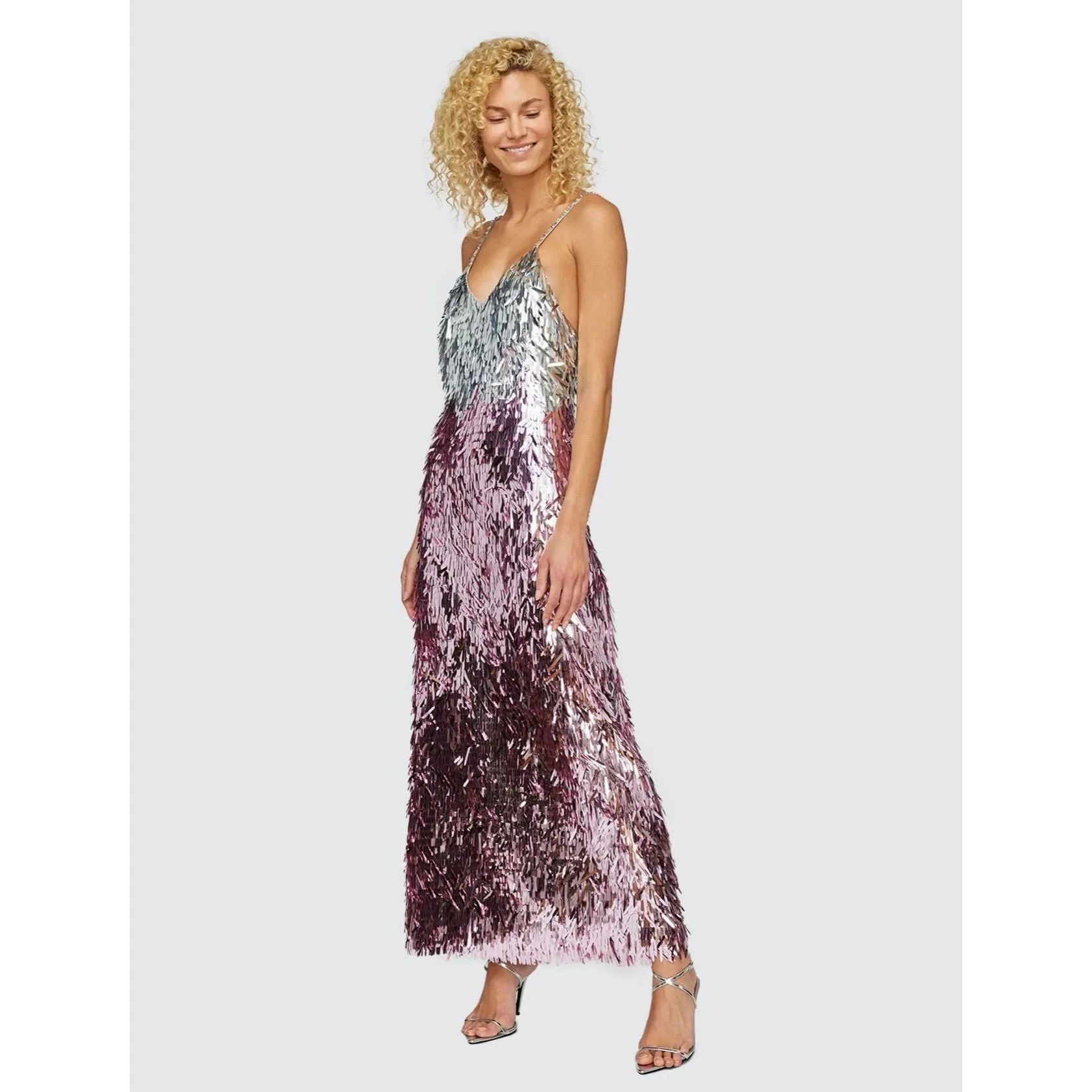 LEO LIN Taylor Sequin Lowback Maxi Dress