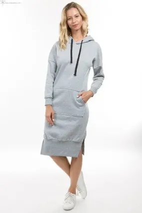 Long Sleeve Hoodie Dress Grey