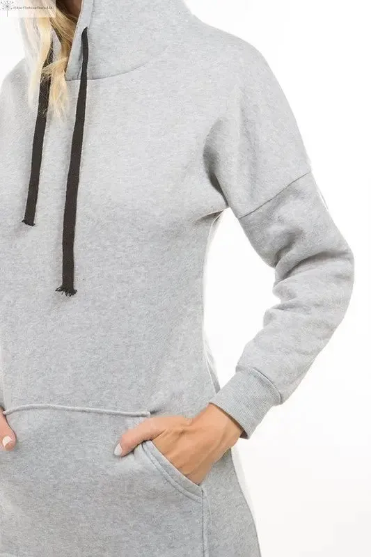 Long Sleeve Hoodie Dress Grey