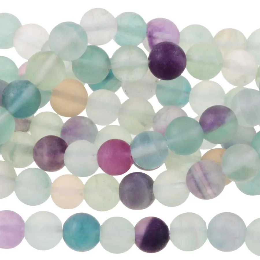 MATTE Fluorite 6mm Round - 8-Inch