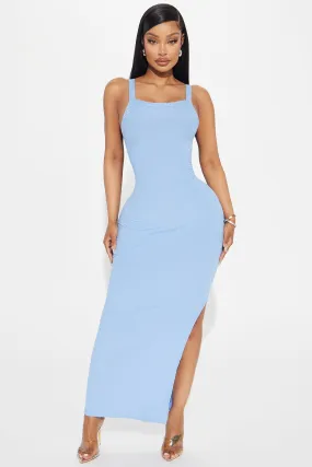 Meena Ribbed Maxi Dress - Light Blue