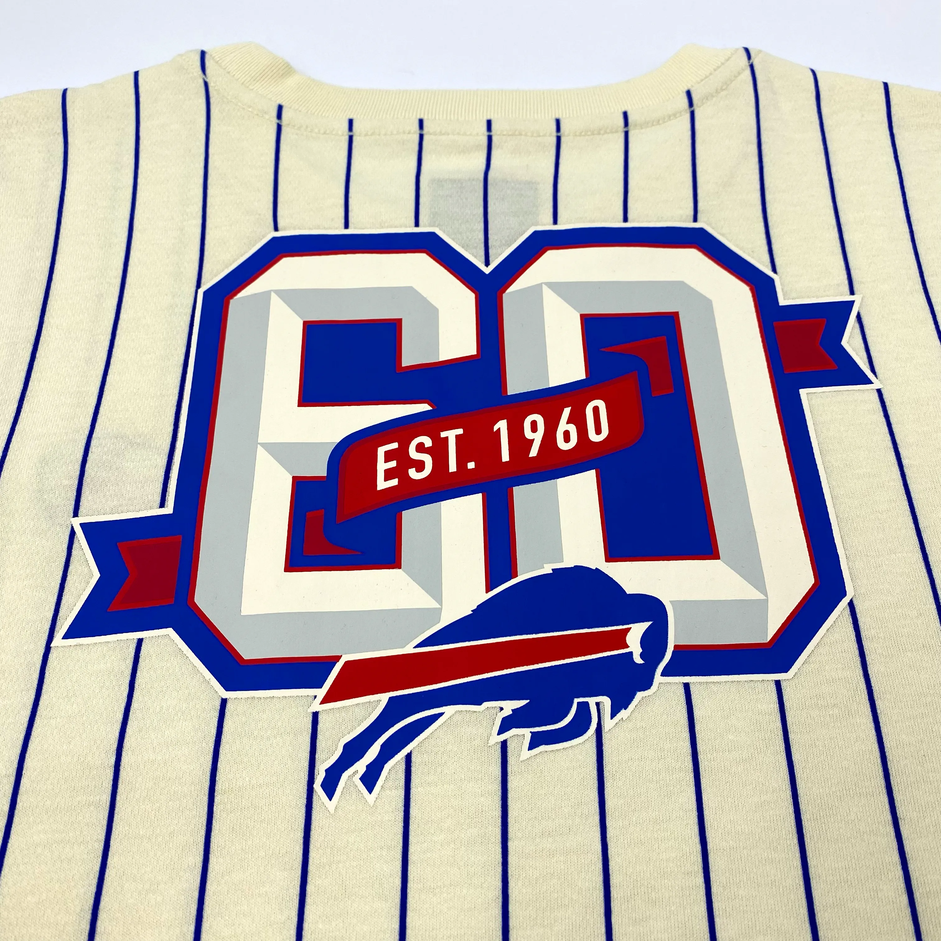 New Era Bills Est. 1960 Cream Pinstripe Short Sleeve Shirt