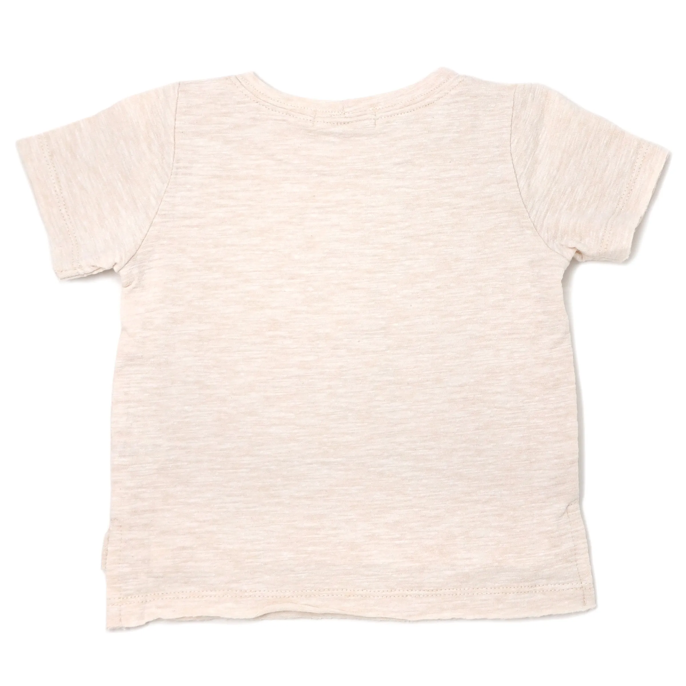 oh baby! Raw Edge Short Sleeve Cotton Slub Tee - Lake All Day - Sand Heather