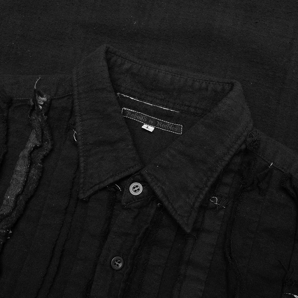 Over Dyed Ribbon Shirt - Black