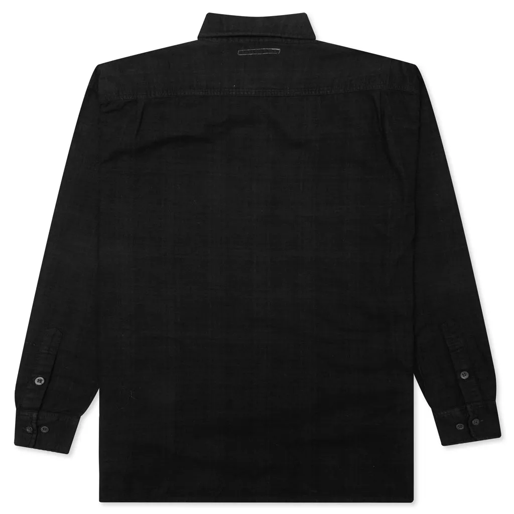 Over Dyed Ribbon Shirt - Black