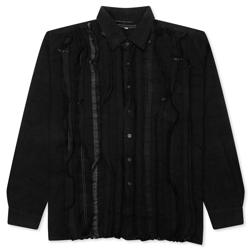 Over Dyed Ribbon Shirt - Black