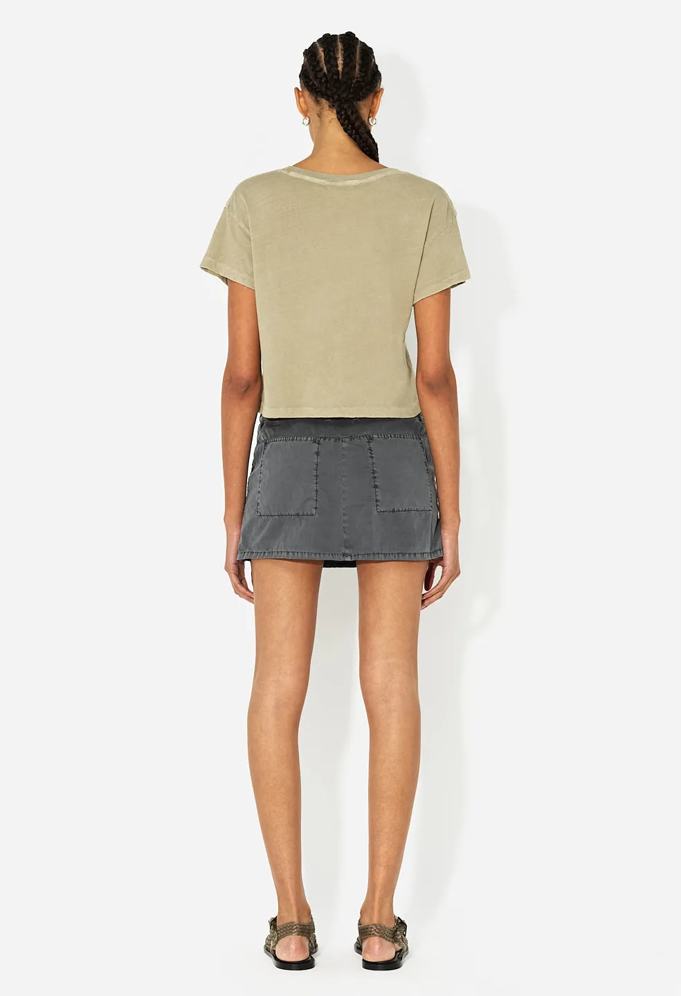 Paneled Utility Mini Skirt / Washed Black