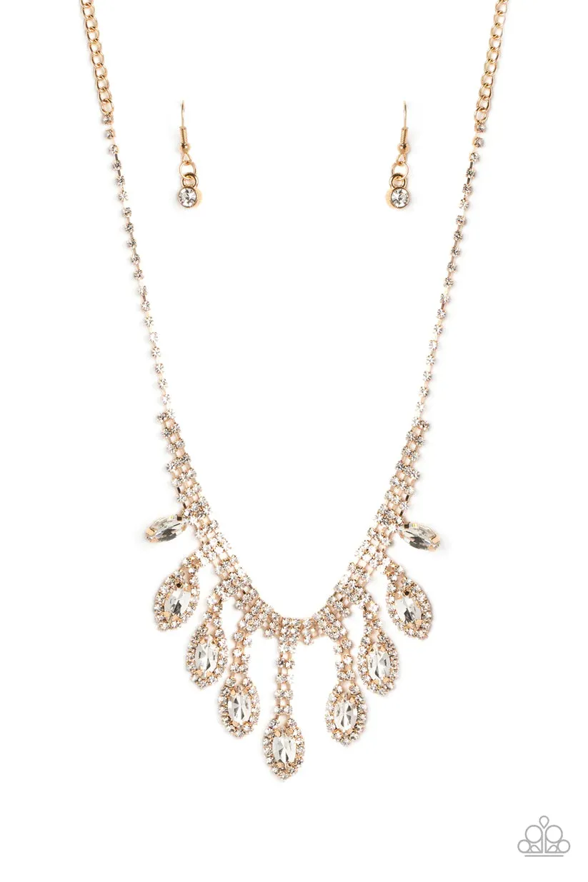 Paparazzi REIGNING Romance Gold Necklace & Earring Set